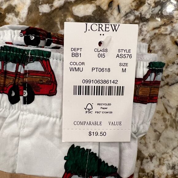 NWT J. Crew Men's White W/Christmas Tree Print Woven Boxers - SIZE XL - Picture 4 of 7